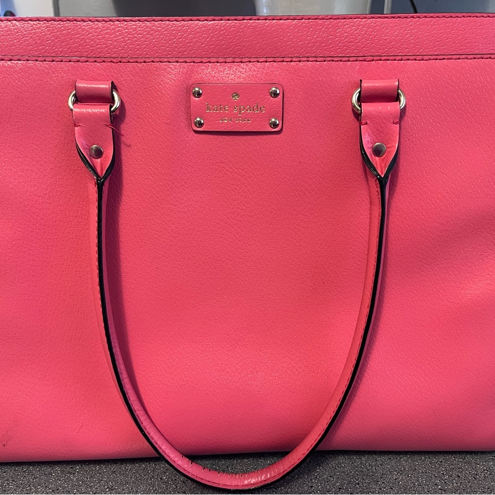 Kate Spade Pink Tote with Structured Design and Metal Hardware